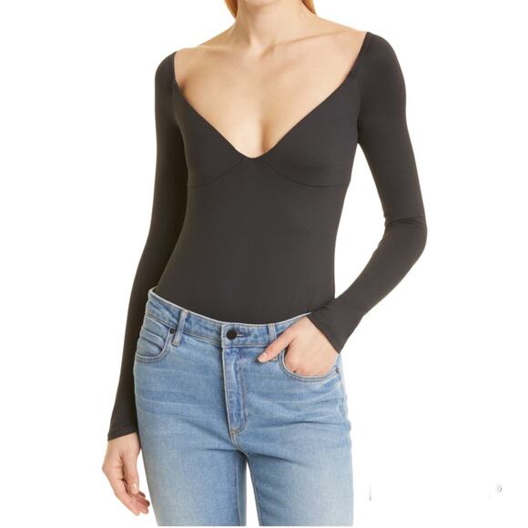 ALIX NYC Jules Boat Neck Long Sleeve Bodysuit Black Large - Picture 2 of 12